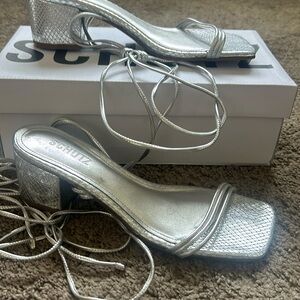 Schutz Metallic color Thea Block Heel size 8
